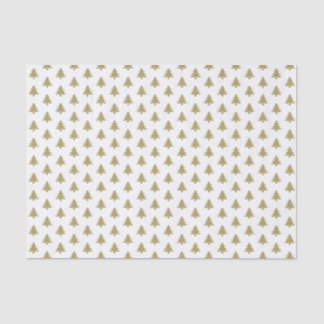 Papel De Seda Patrón de árbol de Navidad iónico dorado/blanco