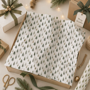 Papel De Seda Patrón de árbol de Navidad minimalista moderno