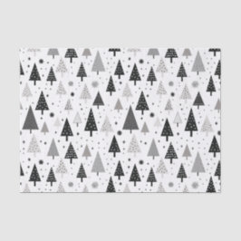 Papel De Seda Patrón de árbol de Navidad negro, blanco y gris