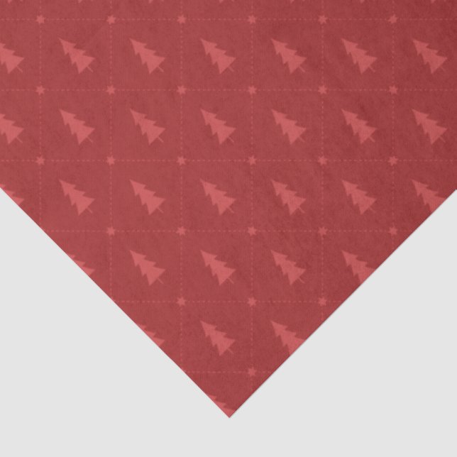 Papel De Seda Patrón de árbol de Navidad rojo (Detalle)