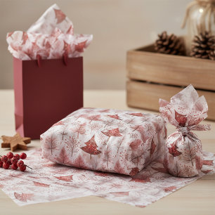 Papel De Seda Patrón de árbol de Navidad rojo blanco #4 ID1009