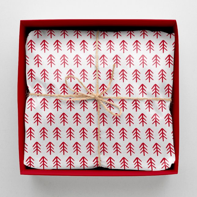 Papel De Seda Patrón de árbol de navidad rojo moderno (Subido por el creador)