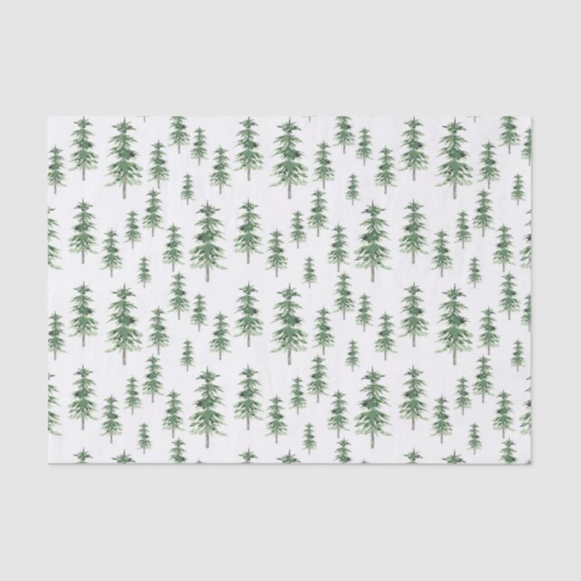 Papel De Seda Patrón de árbol de pino acuático (Anverso)