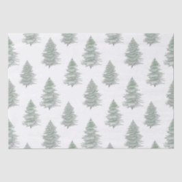Papel De Seda Patrón de árbol evergreen dibujado a mano