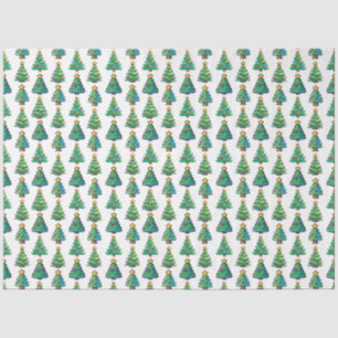 Papel De Seda Patrón de árbol navideño acuarela, Navidades