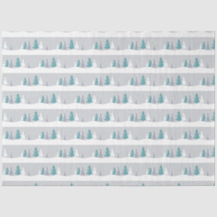 Papel De Seda Patrón de árboles de invierno y nieve gris claro