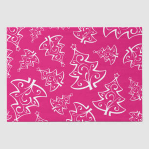 Papel De Seda Patrón de árboles de Navidad rosados y blancos