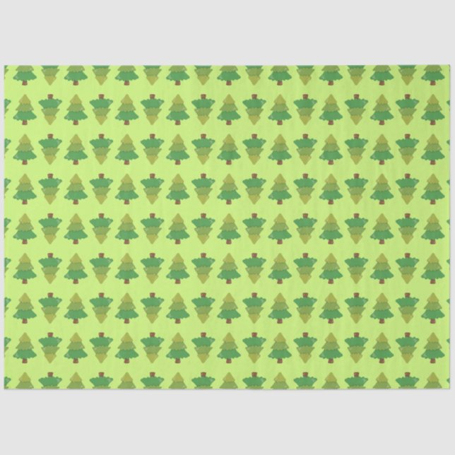 Papel De Seda Patrón de árboles en verde (Anverso)