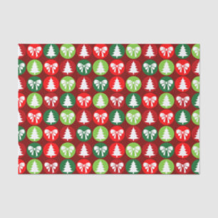 Papel De Seda patrón de arboles y arcos de Navidad retro vintage