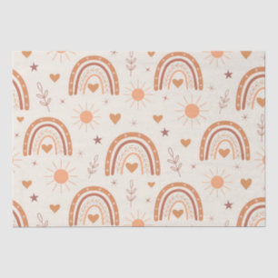 Papel De Seda Patrón de arcoíris boho de terracota