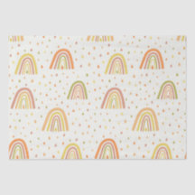 Patrón de arcoíris boho naranja y amarillo pastel