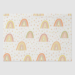 Papel De Seda Patrón de arcoíris boho naranja y amarillo pastel