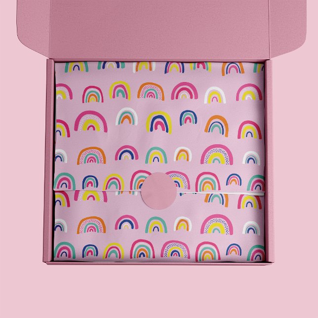 Papel De Seda Patrón de arcoíris rosa (Rainbow pattern pink tissue paper)
