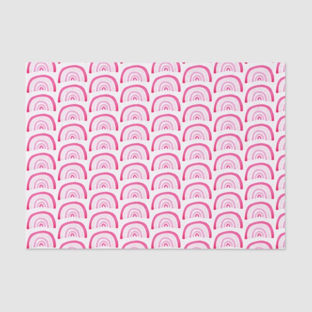 Papel De Seda Patrón de arcoíris rosa brillante (Anverso)