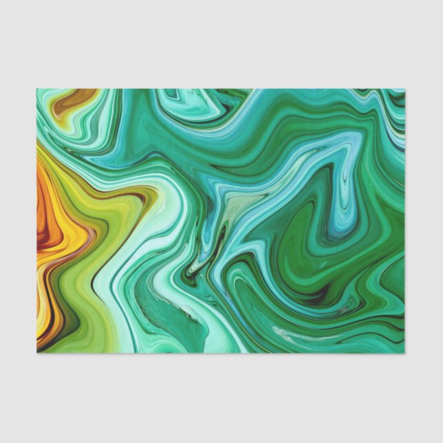 Papel De Seda Patrón de árido verde y amarillo/oro (Anverso)