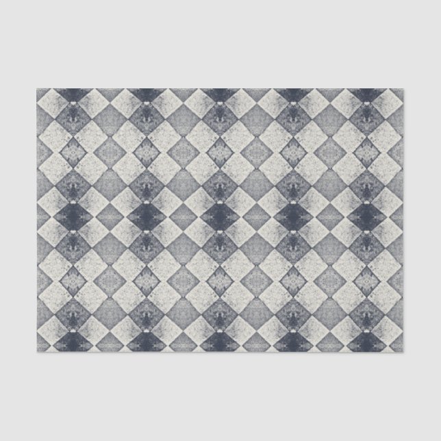 Papel De Seda Patrón De Arlequín Blanco Y Negro (Anverso)