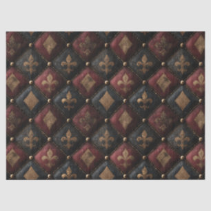Papel De Seda Patrón de Arlequín de Flor de Lis con Moño Medieva