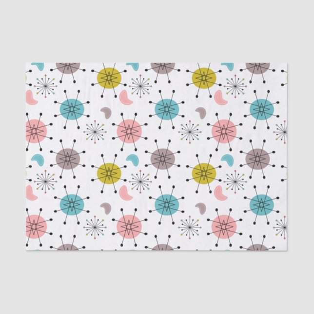 Papel De Seda Patrón de arranque retro atómico (Anverso)
