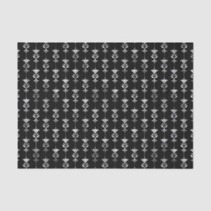 Papel De Seda Patrón de Art Decó Floral Plata y Negra