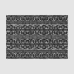 Papel De Seda Patrón de Art Decó Floral Plata y Negra