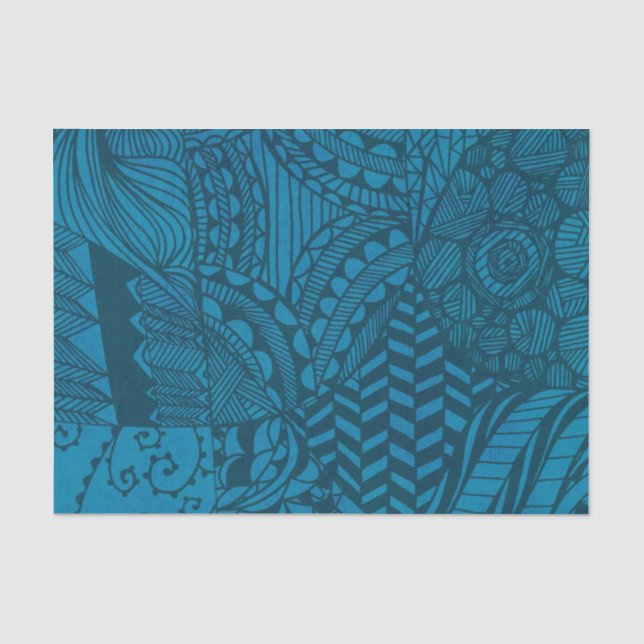 Papel De Seda Patrón de arte abstracto azul (Anverso)