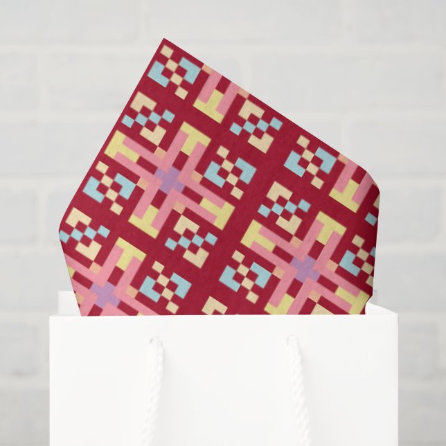 Papel De Seda Patrón de arte abstracto de geometría de píxel mod (Bolsa de regalo)