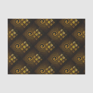 Papel De Seda Patrón de Arte Abstracto Moderno Dorado Boho Elega