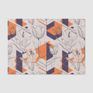 Papel De Seda Patrón de arte de línea de tulipán geométrico mode