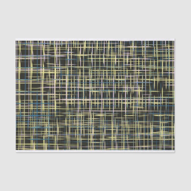 Papel De Seda Patrón de arte de líneas de cuadrícula amarillas (Anverso)