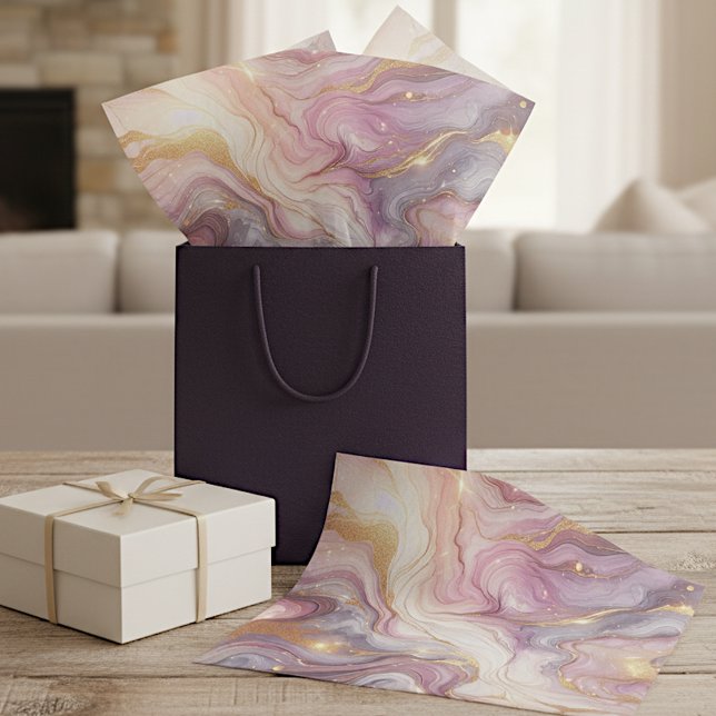 Papel De Seda Patrón de arte de mármol blanco morado oscuro (Subido por el creador)