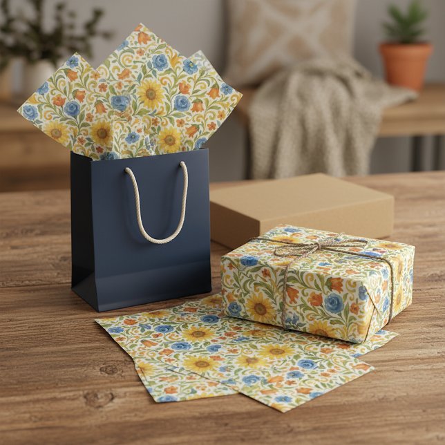 Papel De Seda Patrón de Arte Floral de Hojas Coloridas Siciliana (Subido por el creador)