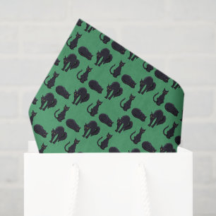 Papel De Seda Patrón de arte pixelado de gatos negros brujos par