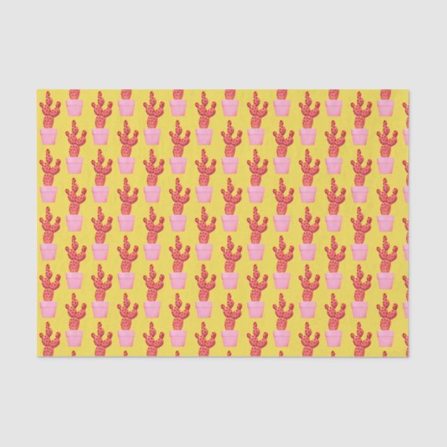 Papel De Seda Patrón de arte pop rosa amarillo ocaso (Anverso)