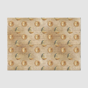 Papel De Seda Patrón de astrología vintage de sol luna celestial