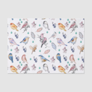 Papel De Seda Patrón de aves primaverales