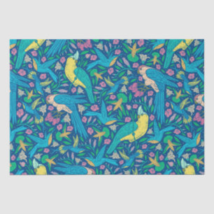 Papel De Seda Patrón de aves y flores tropicales