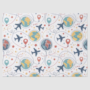 Papel De Seda Patrón de aviación de viaje global (1)