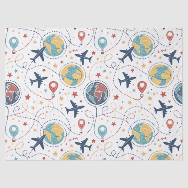 Papel De Seda Patrón de aviación de viaje global (1) (Anverso)