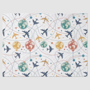 Papel De Seda Patrón de aviación de viaje global (2)