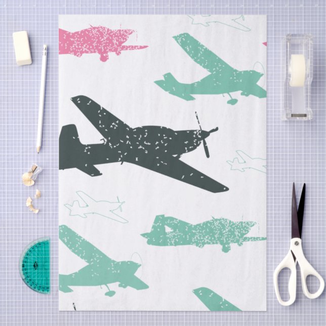Papel De Seda Patrón de Avión Antiguo (Artesanía)