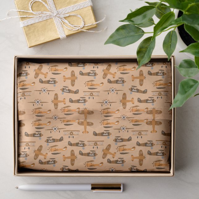Papel De Seda patrón de avión vintage retro (Regalo )