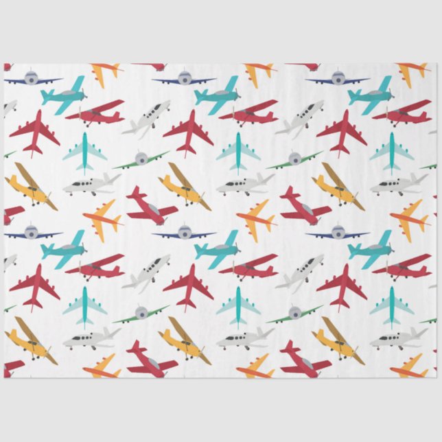 Papel De Seda Patrón de aviones coloridos (Anverso)