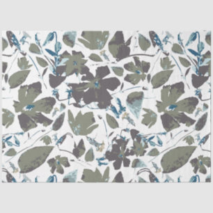 Papel De Seda Patrón de azul Verde azulado de color de agua flor