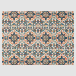Papel De Seda Patrón de azulejo español terracota Talavera decou