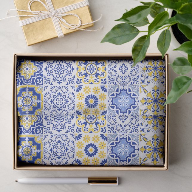 Papel De Seda Patrón de azulejos portugueses  (Regalo )