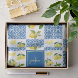 Papel De Seda Patrón de Baldosa de País Francés con Monograma de