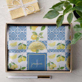 Papel De Seda Patrón de Baldosa de País Francés con Monograma de