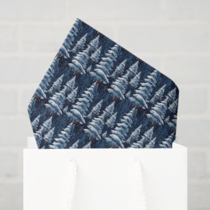Papel De Seda Patrón de baldosas de árboles nevados de invierno