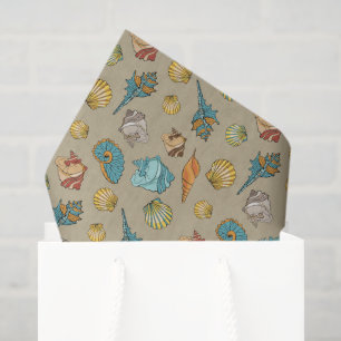 Papel De Seda patrón de baldosas de conchas de playa lindas