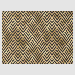 Papel De Seda Patrón de baldosas de deco de arte negro dorado